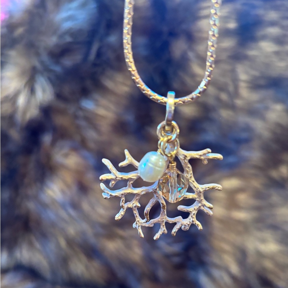 Elegant Gold Coral Pendant Necklace by Brighton